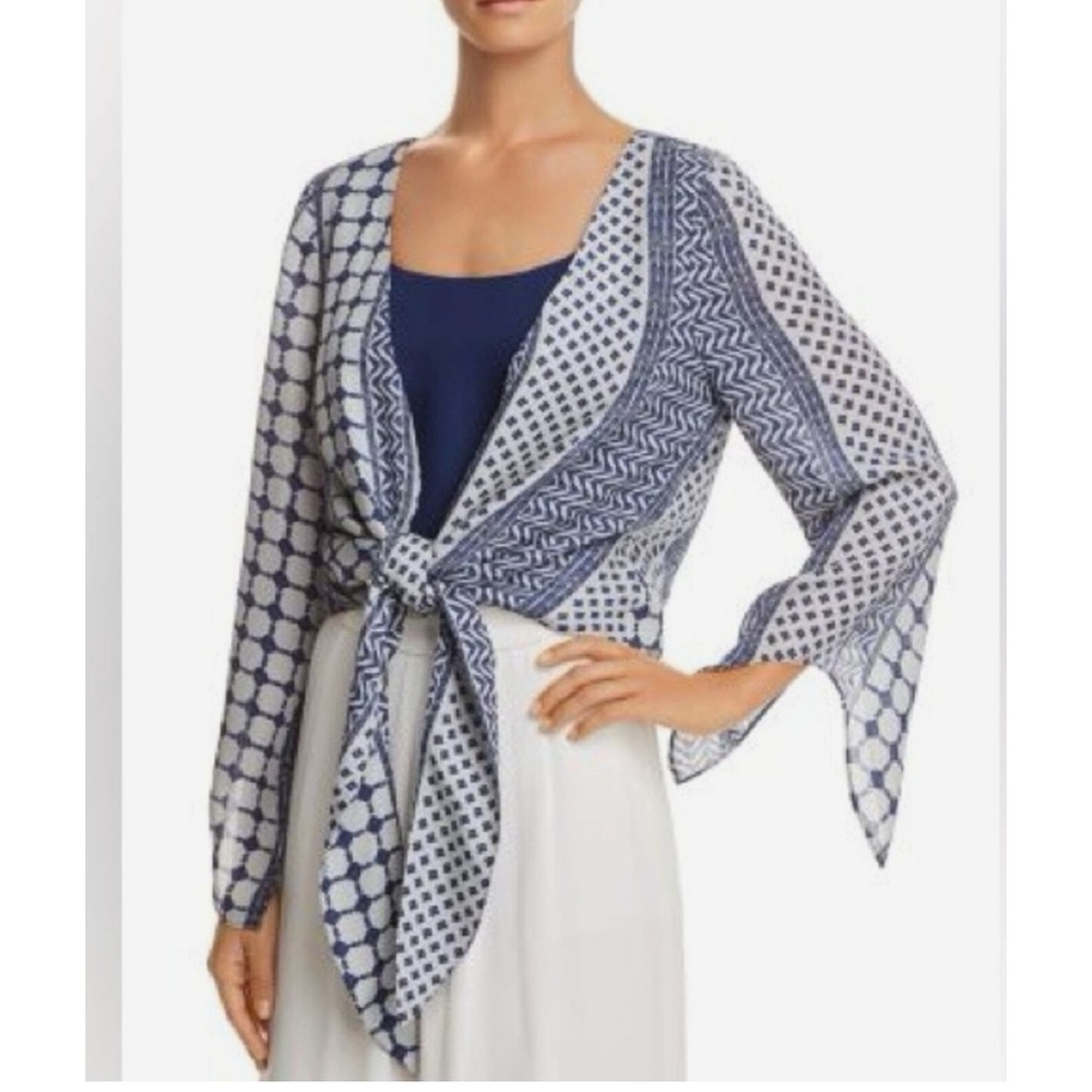 NWT Ramy Brook Darnel 100% Silk Front tie Top+ cami liner XS Retro Boho Festival